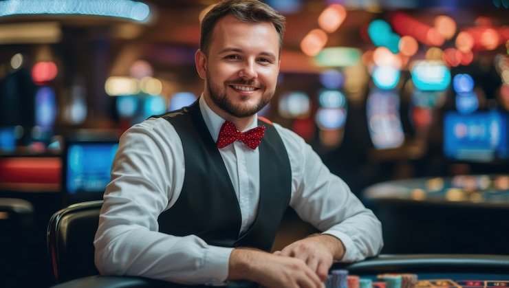 Interface aplikasi indojayapoker menampilkan meja dealer langsung dan menu sportsbook